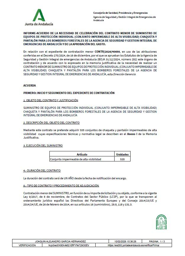 Se ve, que la presión de CGT en diversión medios, ha hecho su efecto, aquí podéis ver la  la licitación de la contratación de Ropa para inundaciones, por parte de EMA, con fecha 10/02/26 a las 15:36 horas.

Pero solo han pedido 535 unidades y somos 3000 personas ¡Una Vergüenza!