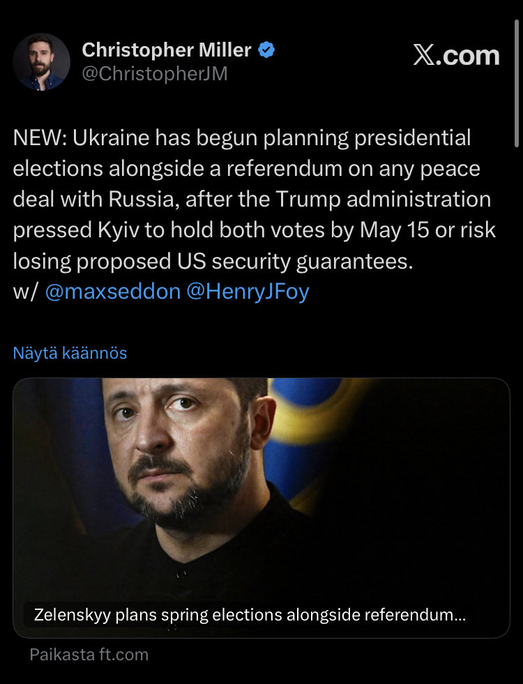 Trump is an evil idiot and a traitor. 

Fair elections can’t happen during a full-scale war. 

They can take place once the war is over, but Trump has failed to end the war because he is afraid to pressure Russia.

He shouldn’t be involved in this because he is compromised