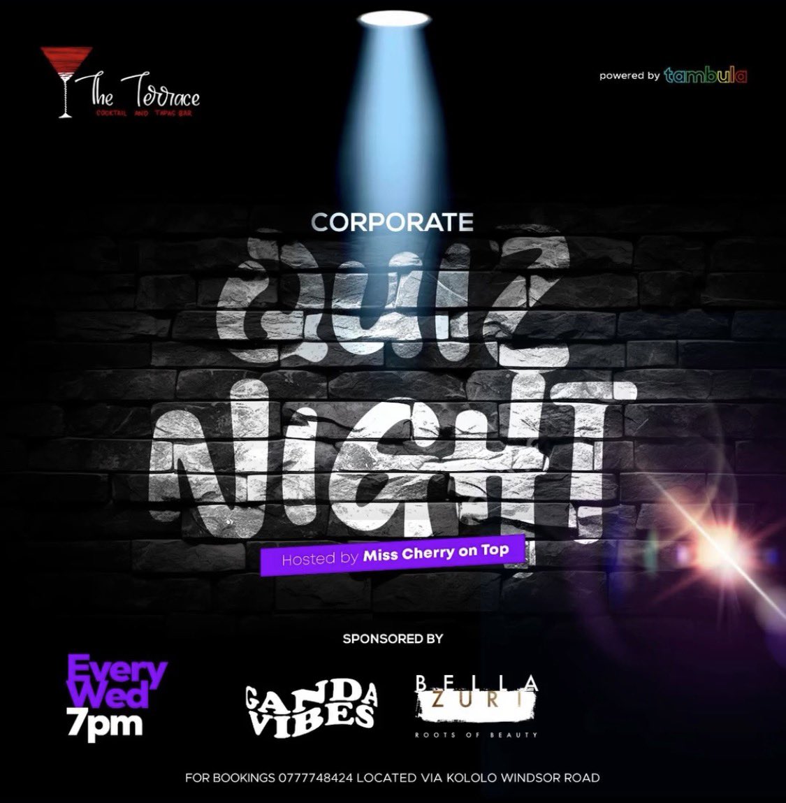 Corporate Quiz Night is on TONIGHT at The Terrace!
Hosted by <a href="/on_cheery/">Miss Clara 🇷🇼🇺🇬</a>, so come ready with your A-game, powered by #Bellazuri &amp;  <a href="/ganda_vibes/">Ganda Vibes</a>. Don’t miss out!

—<a href="/CorporateQuiz/">Corporate Quiz</a>