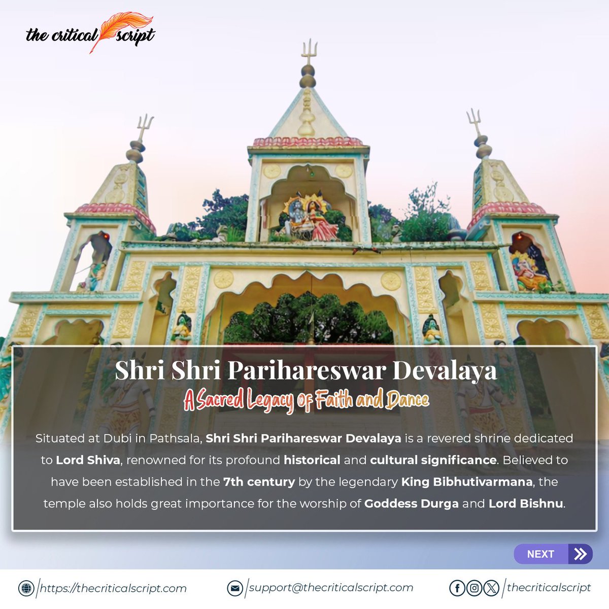 ScriptCritical's tweet photo. A sacred space where devotion, royal patronage, and classical dance traditions come together, preserving centuries of spiritual and cultural legacy.
#ParihareswarDevalaya #AssamTemples #DevadasiNritya #CulturalHeritage #SpiritualAssam #TempleTraditions #Pathsala https://t.co/6fnV6qQrE7