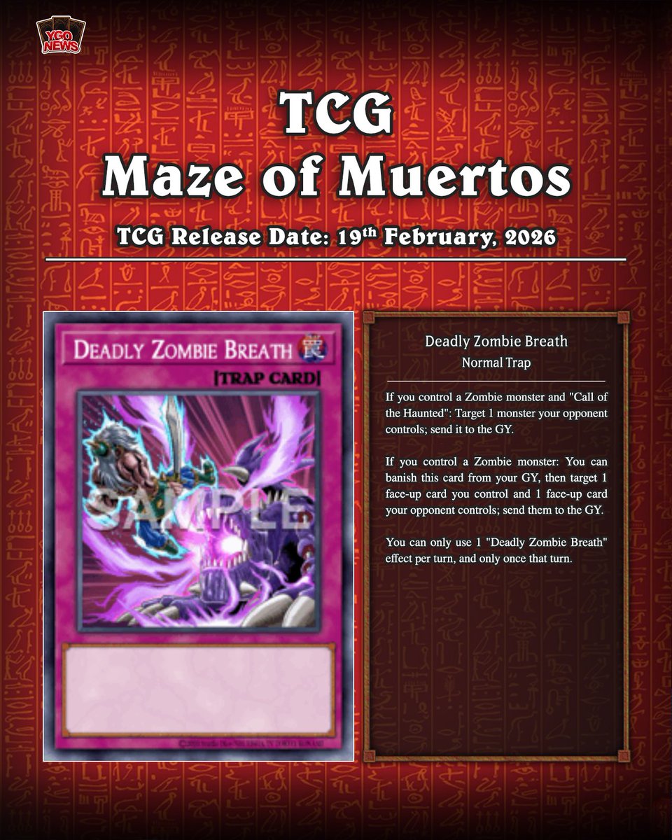 ❰𝗠𝗮𝘇𝗲 𝗼𝗳 𝗠𝘂𝗲𝗿𝘁𝗼𝘀❱
Konami has officially revealed the new Zombi cards on their database site 🧟‍♂️🧟‍♀️

🟩 Call of the Forgotten
🟩 Ectoplasmic Fortification
🟩 Vortex of Time
🟪 Deadly Zombie Breath

#遊戯王 #YuGiOh #유희왕