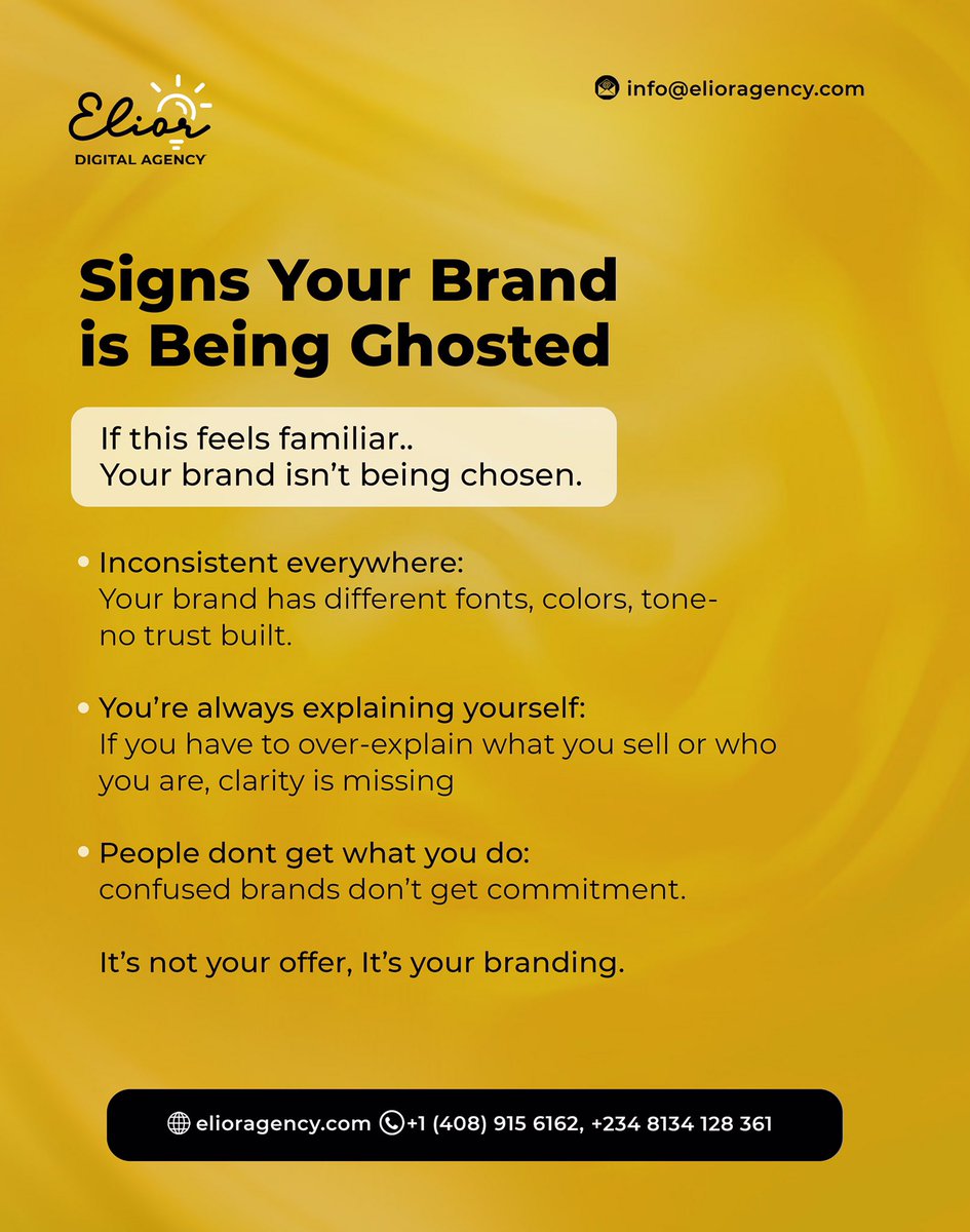EliorDigital's tweet photo. Being ghosted isn't bad luck. It's a branding and wrong strategy problem 👻💔
The right brand makes people stop, feel, and choose at first scroll.
#LoveAtFirstBrand #FromInvisibleToInDemand
#singlesinferno5 #FrankOut #zonauang️ https://t.co/F62Gtxn1R9