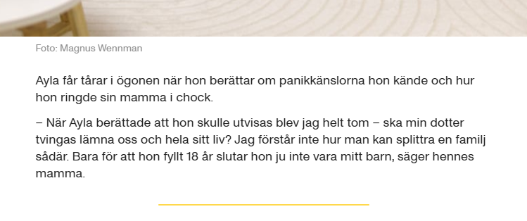 När man läser detta får iaf jag bilden av att mamman alltså inte haft koll på hur länge barnets uppehållstillstånd varat och vad som gäller för förlängning. Detta trots att huvudregeln kring detta legat fast sedan 2021. Om så är fallet är det extremt ansvarslöst. Det som händer