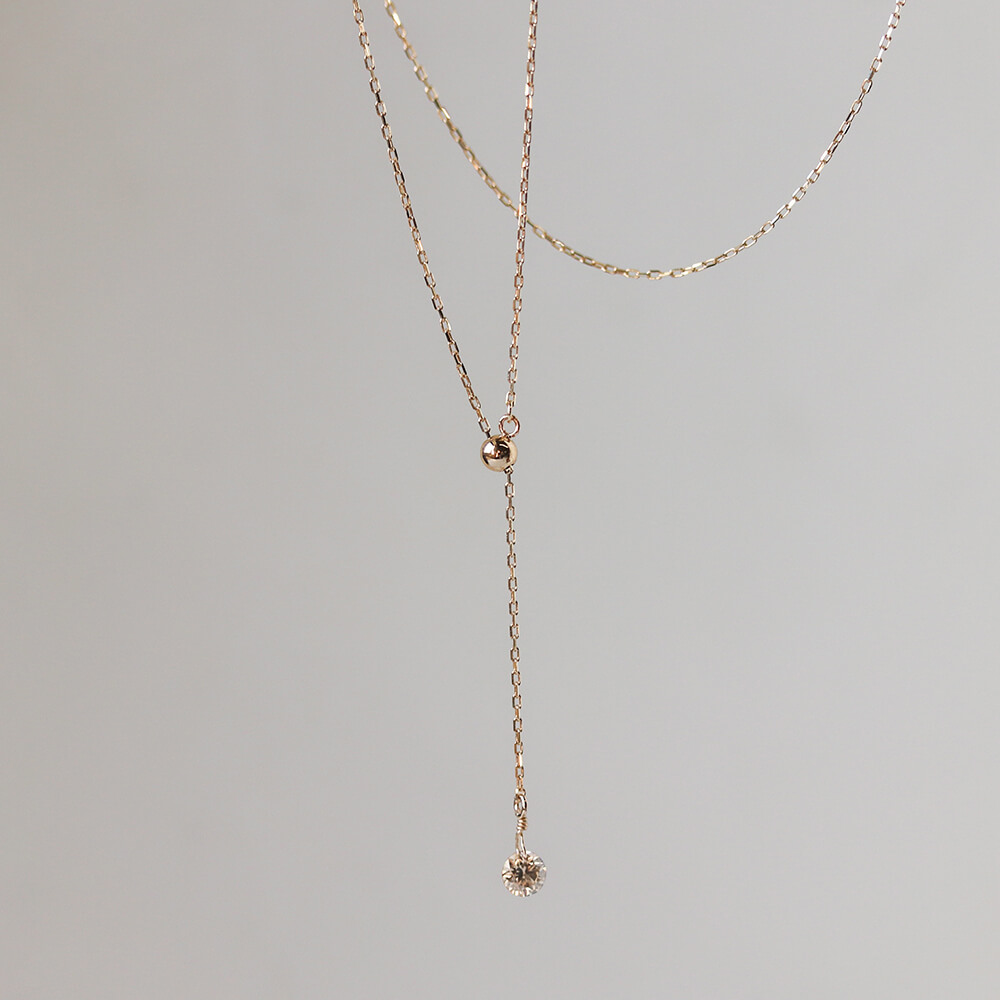 1石 シャンパンダイヤモンド 0.1ct ムーブチェーン ネックレス | K10YG