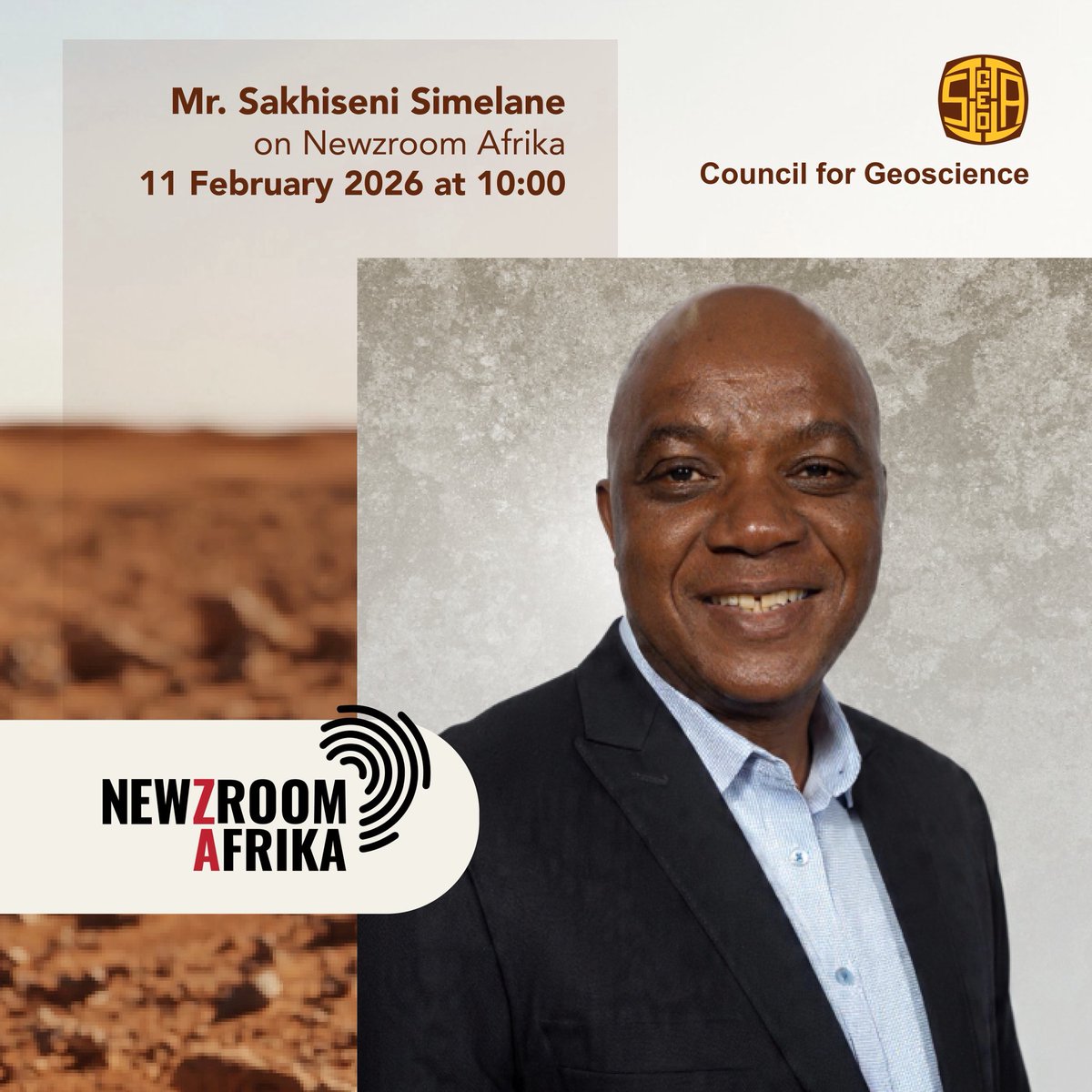 Science simplified. Join CFO, Sakhile Simelane  in conversation with Michelle Craig  speaking the basics of Geology and why the work the council does matters to the every day South African. Tune in live on Newzroom Afrika 

#GroundedInCollectiveProgress #MI26StrongerTogether