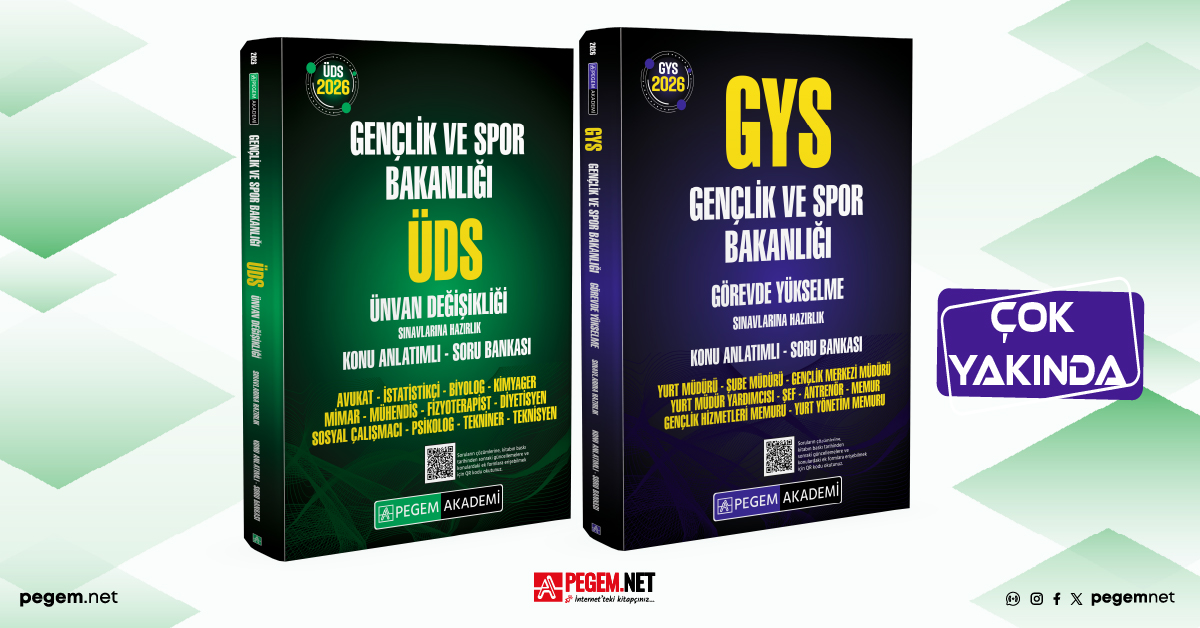 2026 GYS Gençlik ve Spor Bakanlığı Konu Anlatımlı Soru Bankası ve 2026 ÜDS Gençlik ve Spor Bakanlığı Konu Anlatımlı Soru Bankası kitaplarımız çok yakında satışta!

Takip etmek için 👉 pegem.net

#pegemnet  #gys #üds #ünvandeğişikliği #gençlikvesporbakanlığı