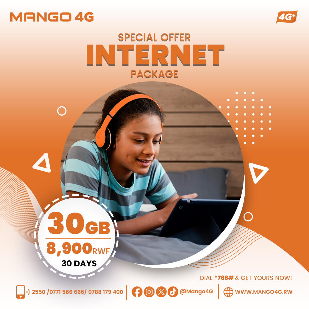 Mango4G's tweet image. Get more for less! 30GB of fast internet for just 8,900 RWF. Stay connected all month long with #Mango4G the #truly4gnetwork! 
Recharge now!