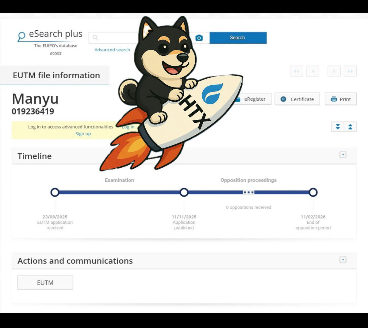 Dev1075894's tweet photo. 🇪🇺 $MANYU filed an EU trademark.

Not a meme move.
Not a short-term pump.
This is long-term IP positioning.

No oppositions.
Opposition window closes Feb 2026.

Music bot live.
Buybacks narrative building.
Staking active.
Brand protection locked.

Meme coin?
Or global Shiba IP in the making? 🐕

Ethereum needs #Manyu. 🚀
