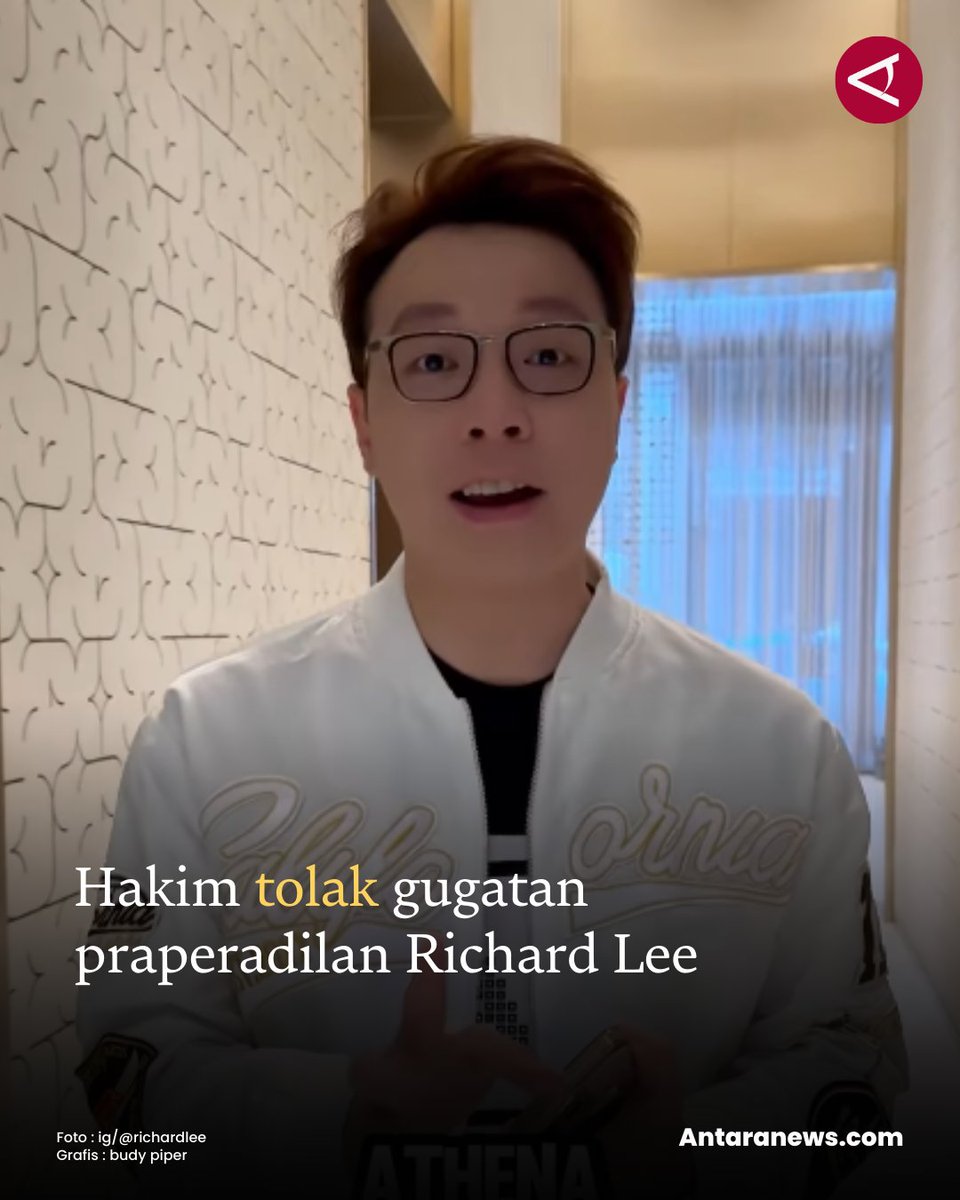 antaranews's tweet image. Hakim mengatakan dalam pertimbangannya, menyatakan penetapan tersangka terhadap Richard Lee telah didasarkan pada alat bukti yang cukup sesuai ketentuan hukum acara pidana.

#richardlee #kosmetik #dokter
Baca selengkapnya
antaranews.com/berita/5409662…