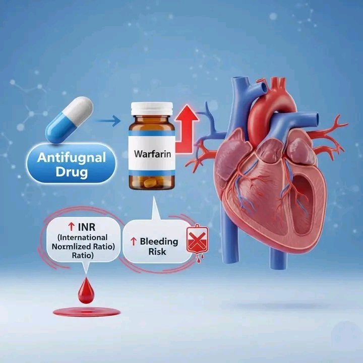 Which antifungal drug significantly interacts with warfarin (↑ INR &amp; bleeding risk)?
A) Amphotericin B
B) Fluconazole
C) Nystatin
D) Caspofungin