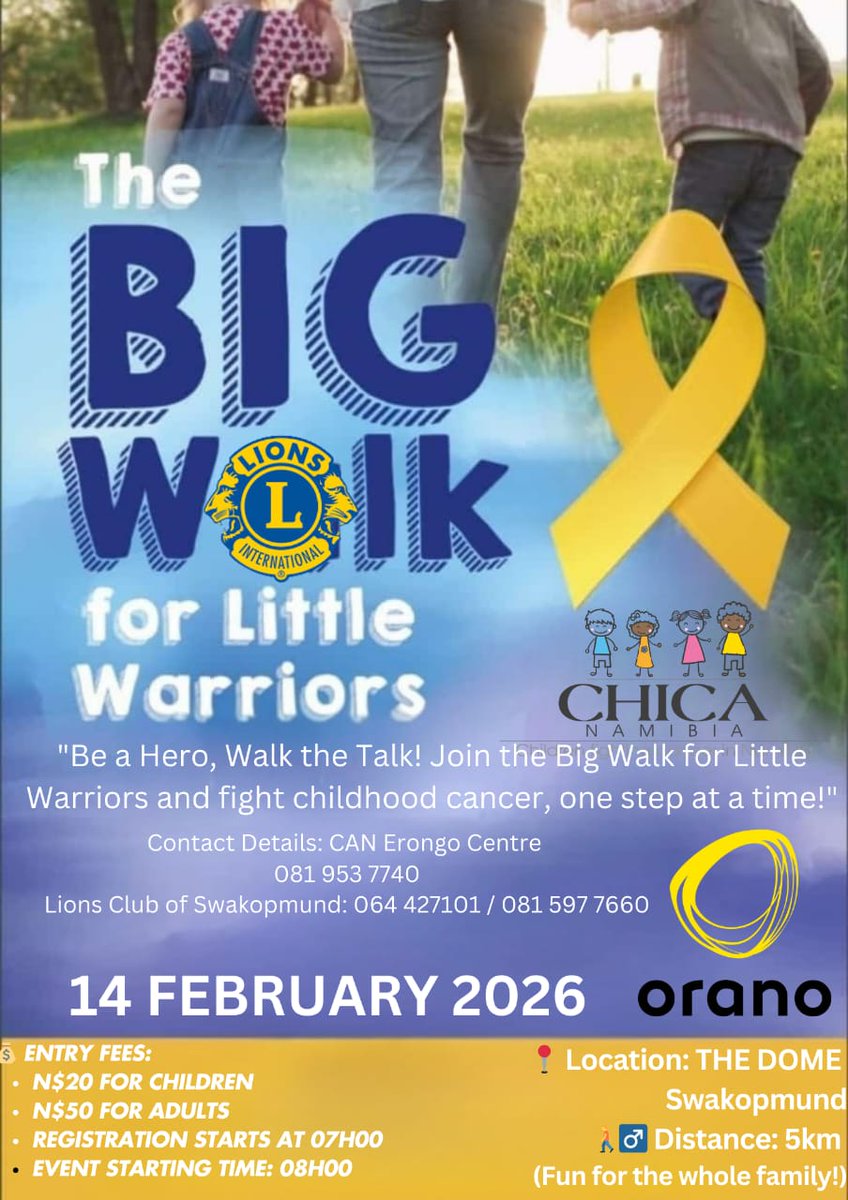 Supporting children with cancer in partnership with Lions Club Swakopmund and the Cancer Association of Namibia. Join us on Saturday morning from The Dome in Swakopmund.