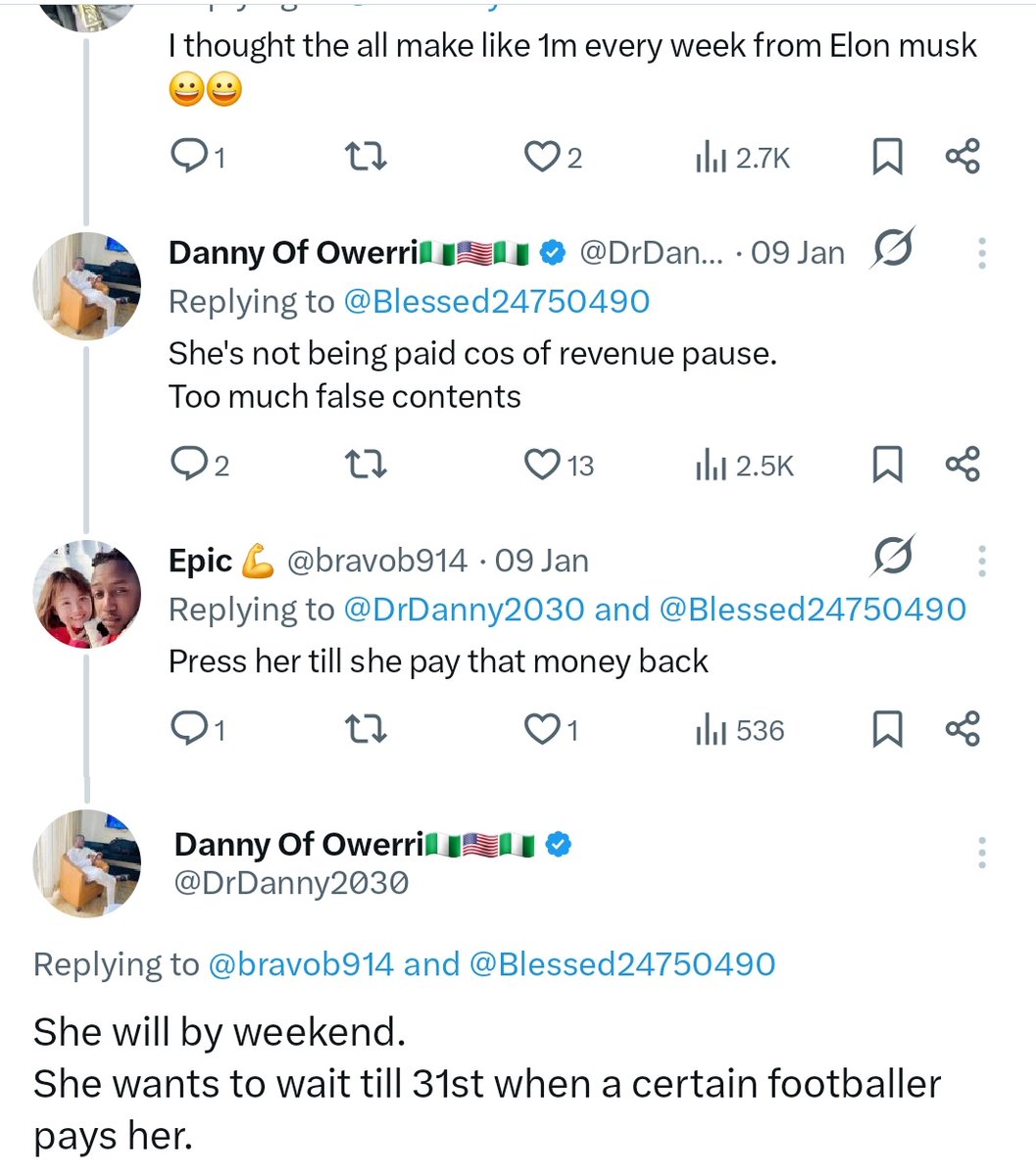 One day, you people will give me my flowers on this app.
Remember the Ruth and the Escrow saga ?
Where I said I footballer was going to send Ruth money. This was the footballer.
Payment was meant to be made by 31st, but because of Boniface injury, she had to wait extra 2 weeks to