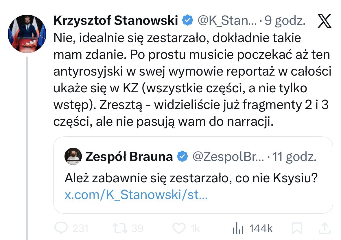 Co do Stanowskiego najlepiej trafia? 

Pieniądze. 

CZTERECH reklamodawców wycofało swoją reklamę z pierwszego odcinka. Nie chcieli czekać na antyrosyjskie następne odcinki.