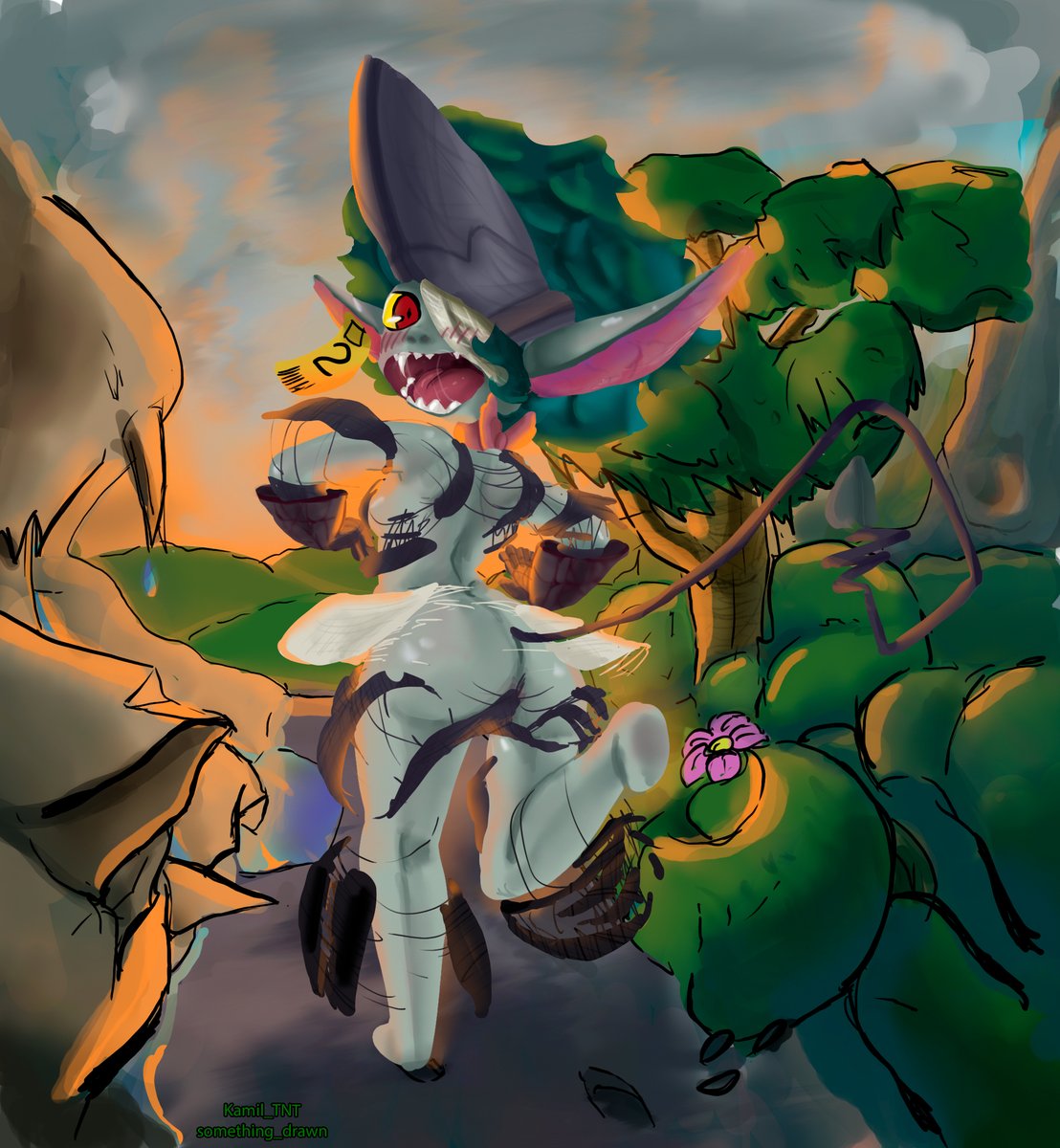 (I'll post the NSFW version soon) I decided to draw a character without a line, and the background with a line. I've started to understand how to render a character, but I need to improve my background skills #fanart #monstergirl #goblingirl #SFW 
<a href="/Imerald_art/">Imerald_</a>