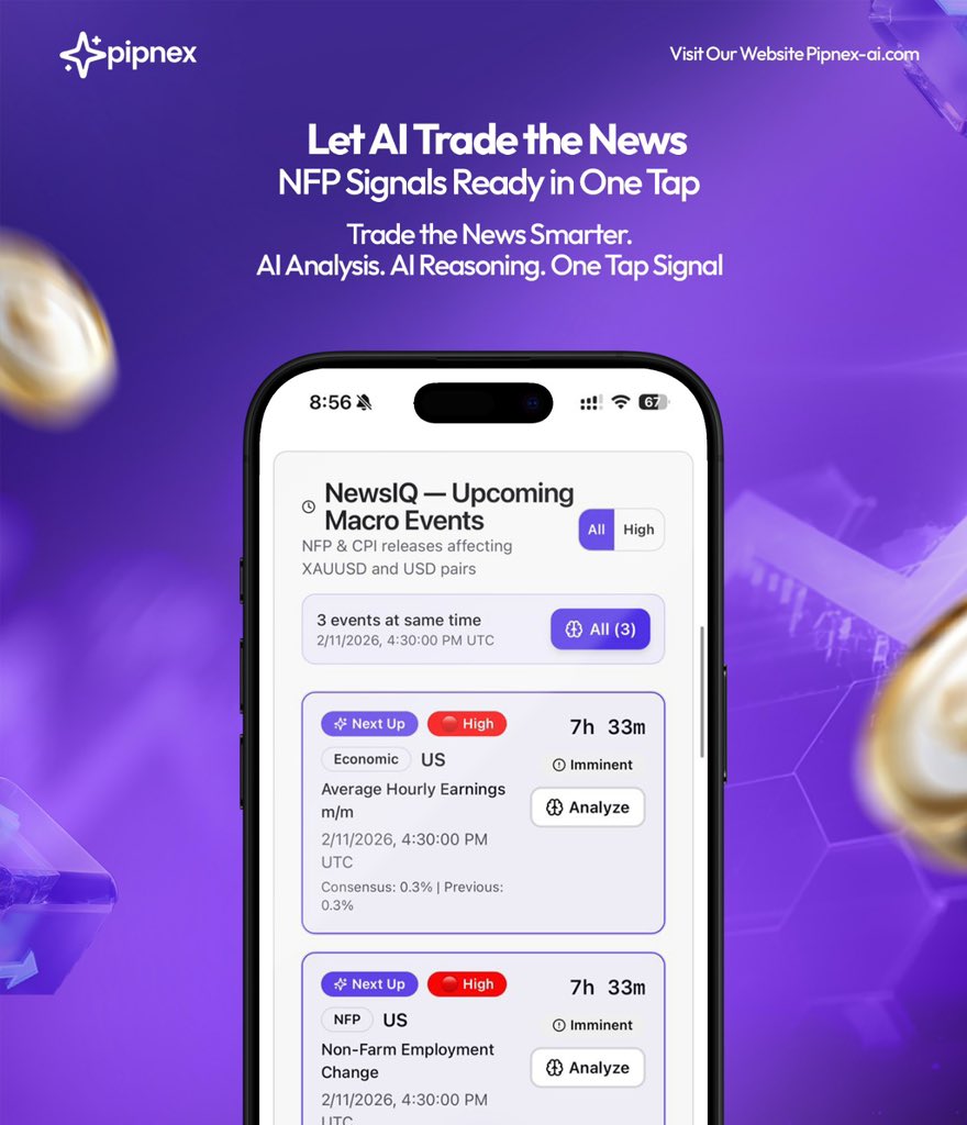 pipnex's tweet photo. It’s NFP Day.

PIPNEX AI analyzes the news, explains the bias, and delivers the signal. 🤖📊

No guessing. No emotional trades.

🔗 Link in bio #autotrading #pipnex #AITrading #forextrading #Fintech https://t.co/gHzKcHge47