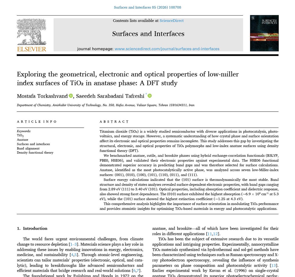 mostafa7_14's tweet photo. #surface_science #Density_Functional_Theory
#Surfaces_and_Interfaces
@ElsevierConnect 
@Sciencedirect 
@Scopus 
#9
The importance of surface orientation in modulating TiO₂ performance for optimizing TiO₂-based materials in energy and photocatalytic applications. https://t.co/6TX6ZRBVpx