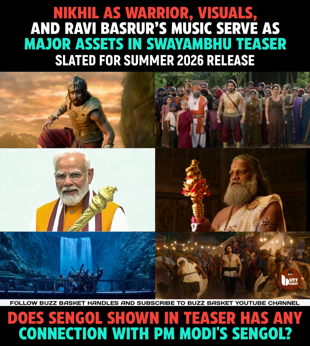 theBuzZBasket's tweet photo. #Nikhil as warrior, visuals &amp; bgm serve as major assets in #SwayambhuTeaser

▶️https://t.co/GWvzXR1izF

#Swayambhu slated for summer 2026 release
@actor_Nikhil @iamsamyuktha_
@PixelStudiosoff https://t.co/bhIg6EF3H5