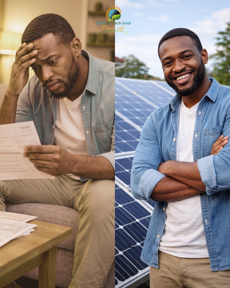 ELeN_Ecotech's tweet photo. Before Solar: Stressed, tired, arguing with electricity bills 😩
After Solar: Smiling and letting the sun handle the bills ☀️😌

Stress fades. Bills drop. Life gets brighter.
ELeN EcoTech Solar, Power Safi!
 #gosolar
Call now-0701522040
Email us- elenecotech@gmail.com https://t.co/PwxihYCMqB