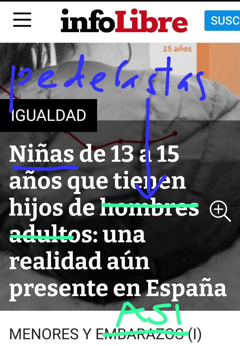 Os escribo el titular como corresponde <a href="/_infoLibre/">infoLibre</a> :
"Pederastas que violan a menores y las embarazan". 
De nada.
