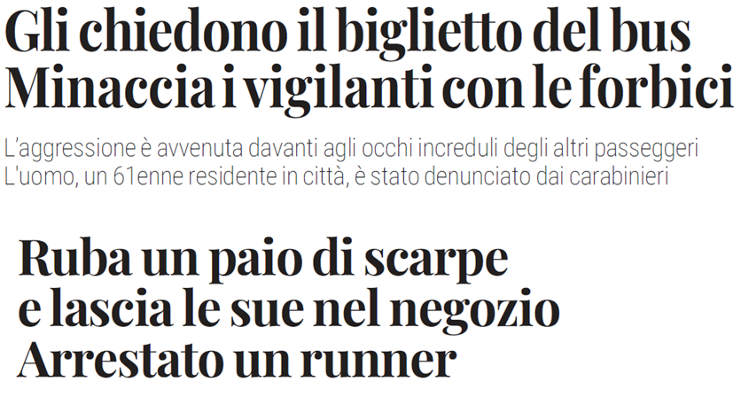 Davide_Bianchi_'s tweet photo. Due articoli stessa pagina di giornale: rubi un paio di scarpe e sei italiano, arresti domiciliari; 
Aggredisci con una forbice e sei straniero, denuncia a piede libero. https://t.co/XKL8lymcx1