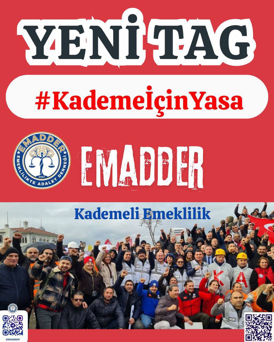 YENİ TAG 📣📣📣📣
👇👇👇👇👇👇👇
#KademeİçinYasa

3 yıldır oyalama, erteleme, görmezden gelme… Sandık zamanı hatırlanan emek, Meclis’te neden unutuluyor❓

Bu bir lütuf değil, haktır.
Masal değil yasa istiyoruz.
Sabır bitti, söz değil #KademeİçinYasa 👊

EMEKLİLİKTE ADALET