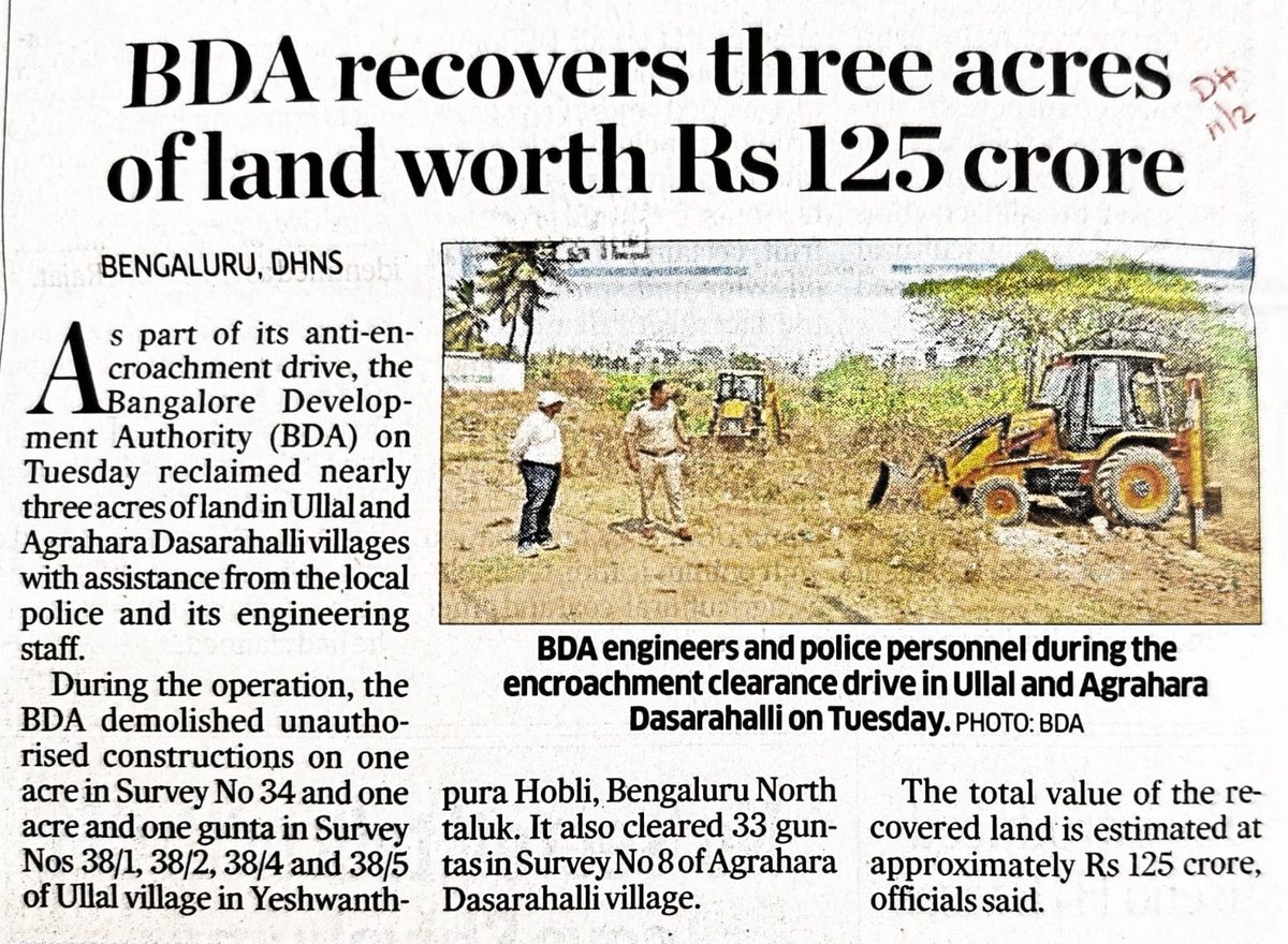 BDAOfficialGok's tweet photo. The BDA has cleared major encroachments in Ullal and Agrahara Dasarahalli which has been covered in today's @DeccanHerald
@CMofKarnataka
@DKShivakumar
@mlanaharis
@Captain_Mani72
#BDA #BDAupdates #BDAOfficial #BDATweets #BDAResponsive #BDACitizenFirst #Bengaluru #NammaBengaluru