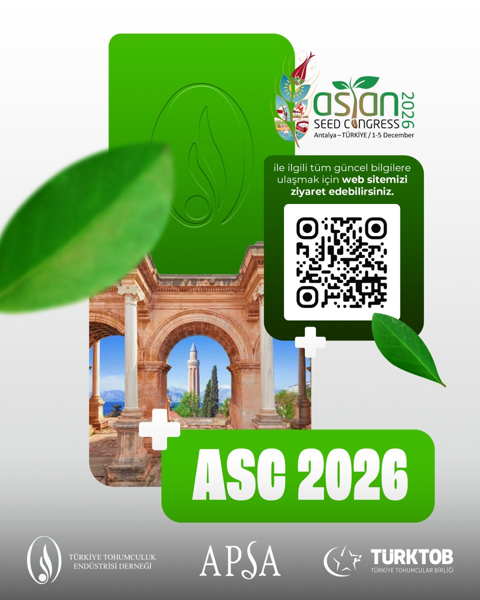 Tohum sektörünün kalbi 2026’da Antalya’da atıyor! 🌱
ASC 2026 – Asian Seed Congress hakkında tüm detaylar için QR kodu okutarak web sitemizi ziyaret edebilirsiniz.

#türkted #tarım #tohum #tohumculukendüstrisiderneği #tohumculuk #APSA