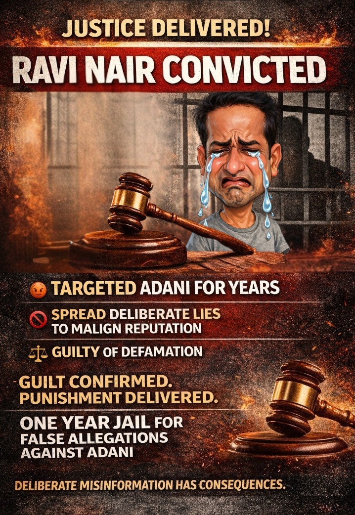 Allegations make headlines. Evidence wins in court.

The conviction of <a href="/t_d_h_nair/">Ravi Nair</a> sends a clear message: reputations cannot be attacked without proof. Journalism carries responsibility, not immunity.

Accountability is not censorship — it’s the law.

 #IndiaCourts #AdaniWins