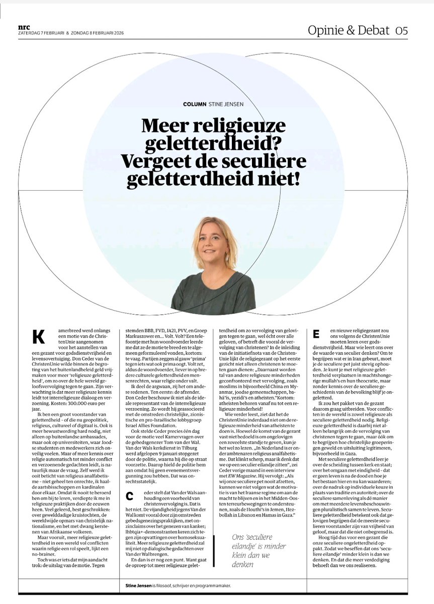 Seculiere geletterdheid! perfecte opinie van #StineJensen in de <a href="/nrc/">NRC</a>.