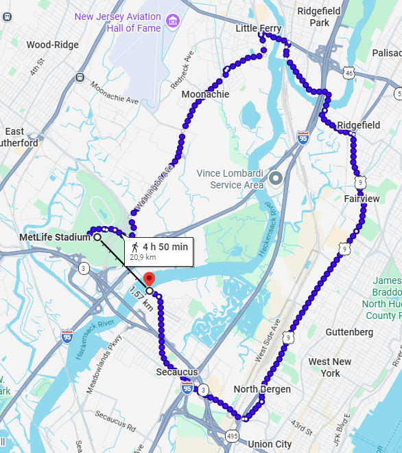 Caminar 21 km per unir dos punts separats per només 1,5 km.
USA és un país tan disfuncional...