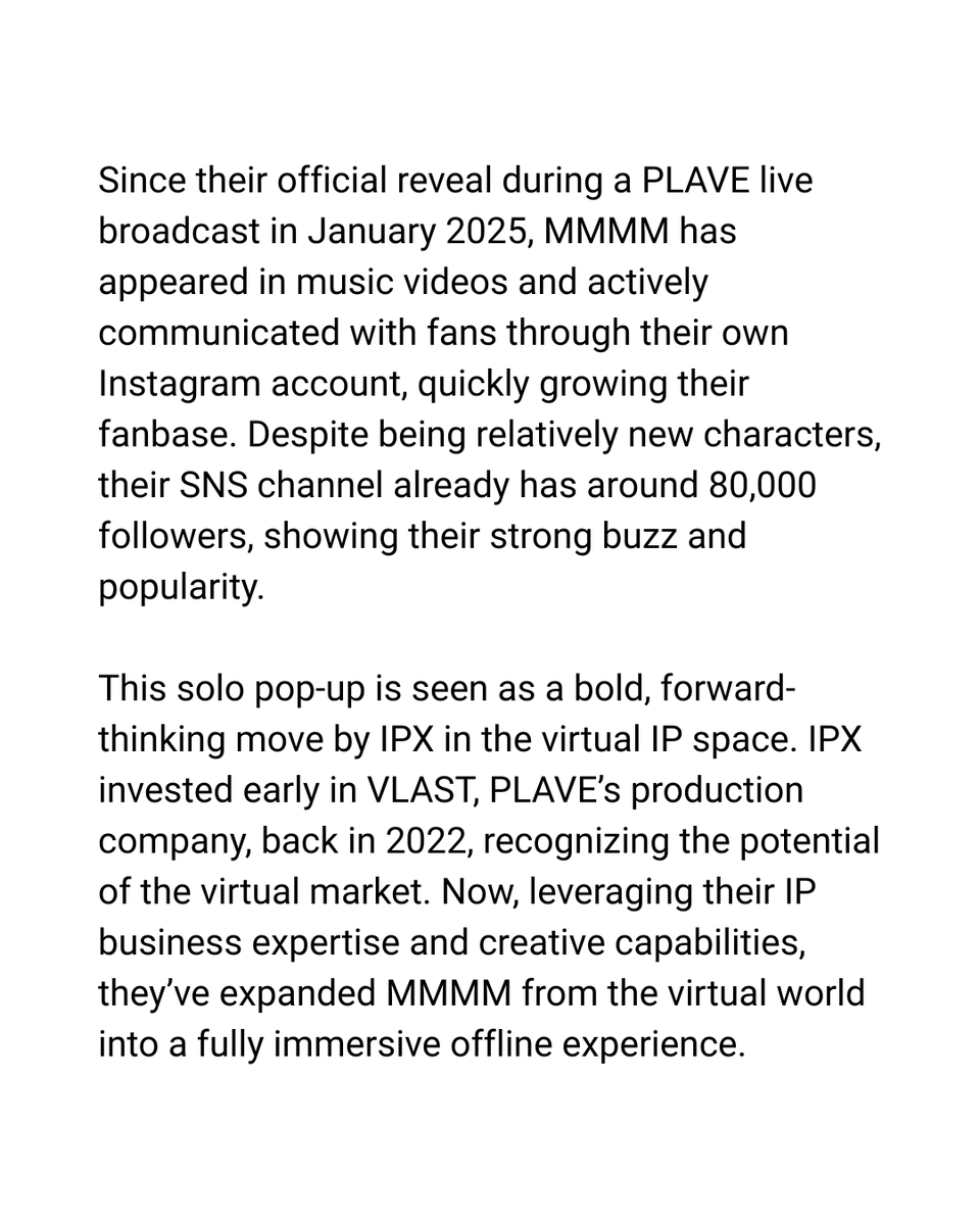 iwriteplv's tweet image. 📰

PLAVE's character MMMM gets its first solo pop-up, global tour ahead!

🔗 slist.kr/news/articleVi…

---

#PLAVE #MMMM