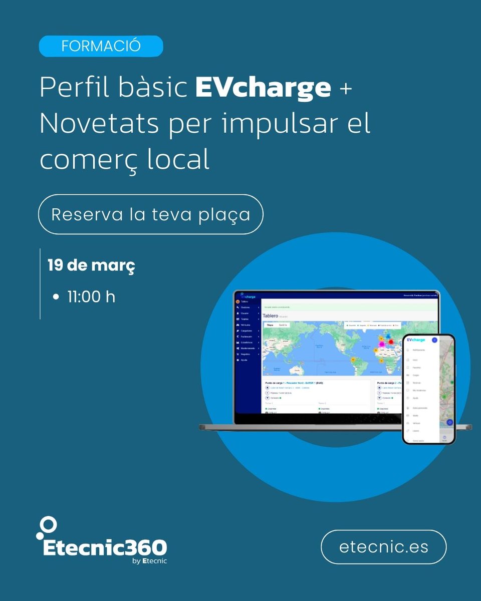 etecnic's tweet photo. 📢 Formació EVcharge (online)

19/03 | 11:00 h
👉 https://t.co/kCqKdGhLnw

📢 Formación EVcharge (online)
19/03 | 11:00 h
👉 https://t.co/k4a14TmfmA

#EVcharge #Etecnic #MovilidadEléctrica #MobilitatElèctrica https://t.co/rX1QV7xG7k