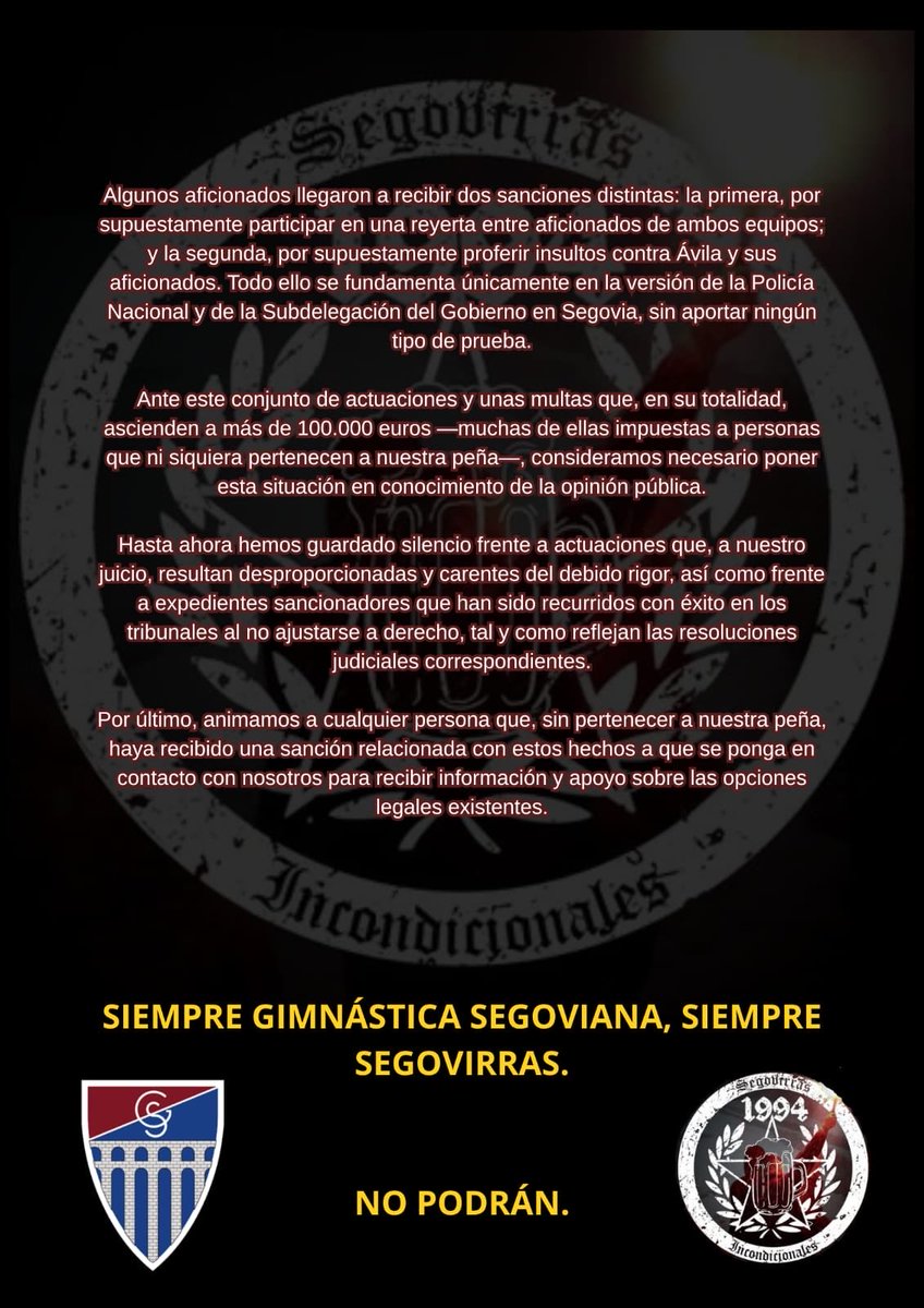 Comunicado de Segovirras 1994.