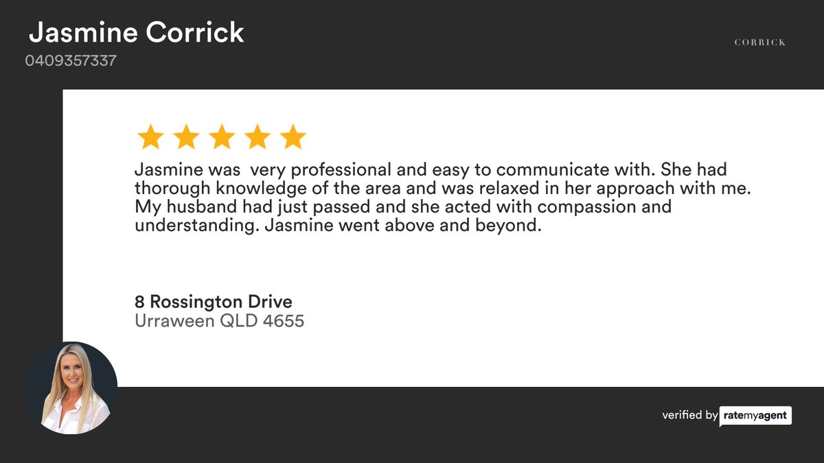 JasmineCorrick's tweet image. REAL STORIES. REAL RESULTS. REAL PEOPLE. 
Record sales and compassionate approach 
5 ★★★★★ 
🛌 3 🛀 2 🚘 6 Urraween 
#ClientLove #HappySellers #RealResults #FiveStarService #TrustedAgent #RealEstateReviews #SoldStories #SuccessStories 
rma.reviews/04ul71cnqygg