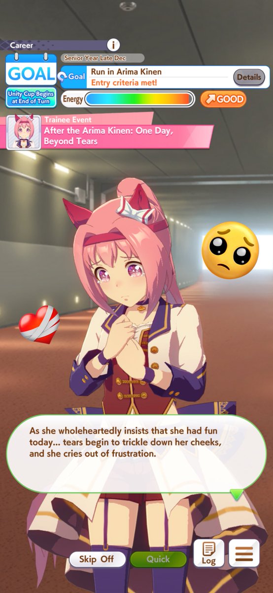 Breaks Bunbun’s little monster heart for Haru. Hate this race…

She tried her bestest 🥺