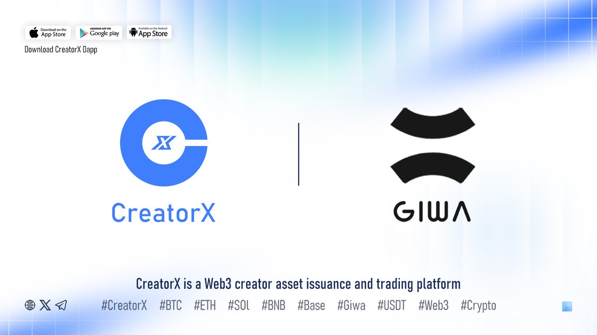 CXInc_SocialFi's tweet photo. 🚀 CreatorX DApp Has Officially Added the GIWA Testnet — Experience It Now!

GIWA is an Ethereum Layer 2 built on the OP Stack and launched by @Official_Upbit, designed to make Web3 simple, fun, and accessible for everyone.

📲 Download CreatorX:

Apple App Store:
https://t.co/pZCkMIC4Ml

Google Play Store:
https://t.co/S2DcNHERI7

#CreatorX #GIWA