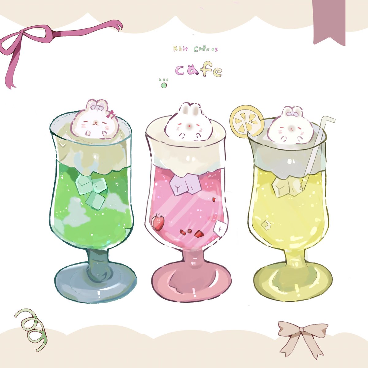 miyu5755's tweet photo. ぷかぷかうさぎのカフェタイム🐰🍹

 #創作  #Rabbitcafe🐰
 #絵描きさんと繫がりたい https://t.co/VqYLrLeOwt