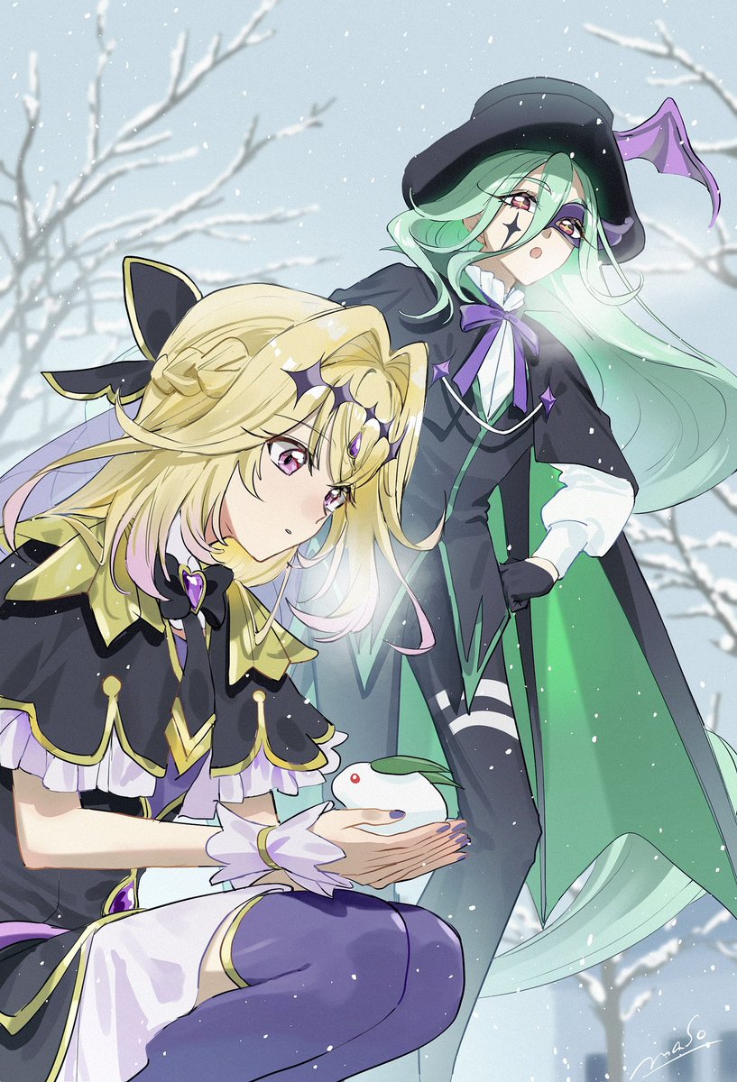 「何してるんだい？」
「雪うさぎ…」