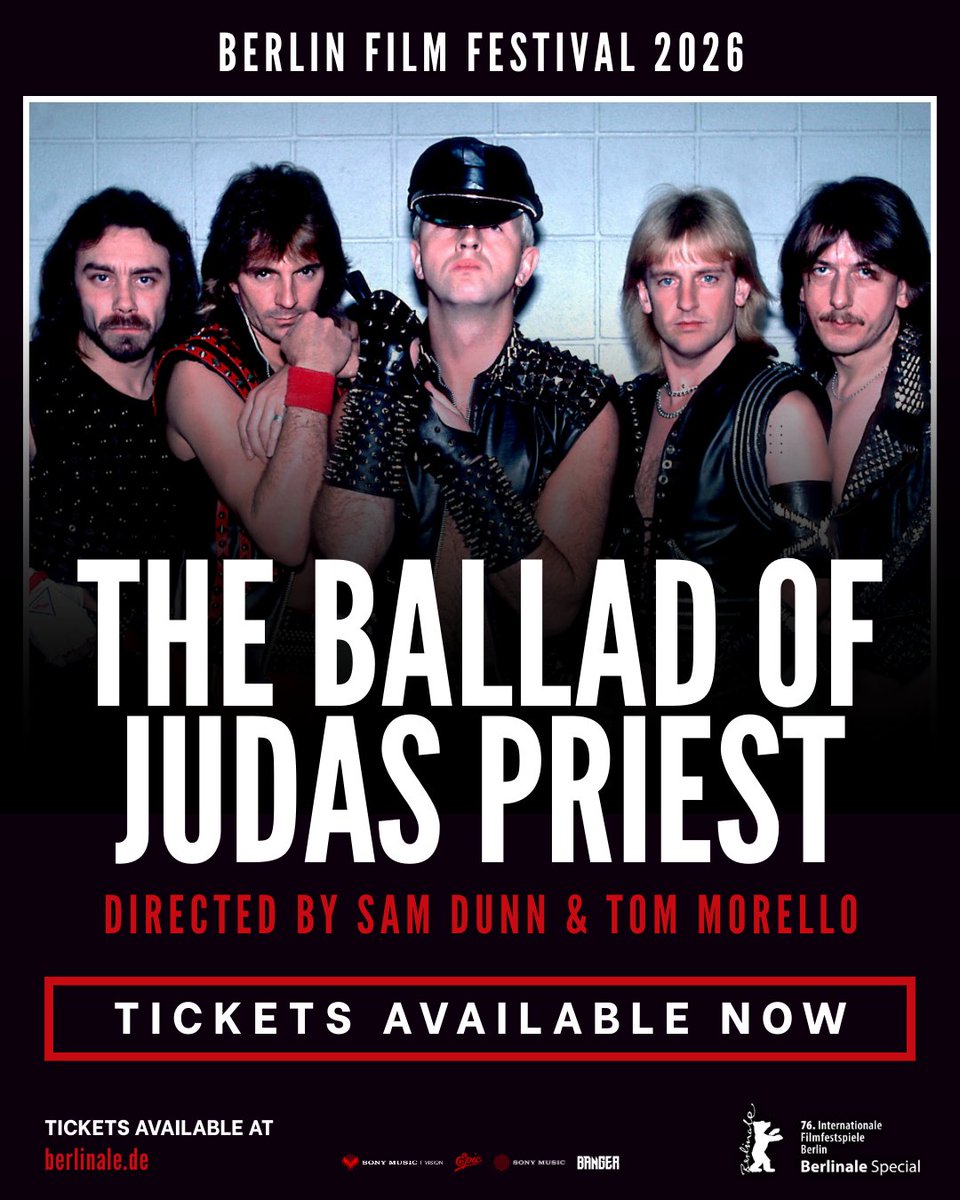 judaspriest's tweet photo. Tickets are now on sale for the world premiere of The Ballad of Judas Priest at @berlinale. Be part of the first audience to experience the band’s story on the big screen.

https://t.co/T8NpVb2KlK https://t.co/9AfTQQY3fU