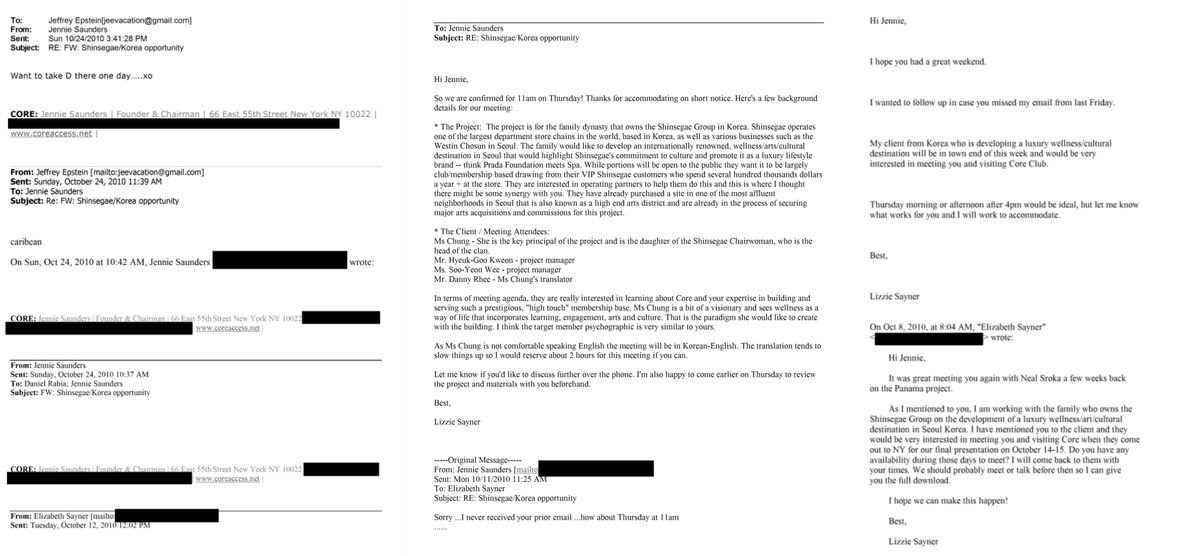 alldayevrd's tweet photo. FYI, I actually took the time to read the full email that’s been circulating from the Epstein files involving Annie’s mom, instead of reacting to cropped screenshots and whatever narrative people are pushing.

Here’s what the document shows:
• The email chain is dated October 2010.
• The subject line is “Shinsegae/Korea opportunity.”
• It discusses arranging a business meeting related to a proposed luxury wellness and cultural development project in Seoul.
• The Shinsegae Group is referenced in relation to that project.
• CORE Club in New York is mentioned as an example of a high-end membership model.
• The content focuses on scheduling, introductions, and background information about the development concept.
• They were looking to understand what CORE could potentially offer — meaning it was exploratory, not a confirmed partnership.

Here are additional details from the document that are often left out:
• The meeting arrangement was being coordinated through a third-party intermediary.
• The email does not show Annie’s mom personally initiating or conducting anything in the exchange.
• There is no evidence in the document that any project was finalised, approved, or even proceeded beyond discussion.
• There is no mention of illegal activity in the text shown.

An email about a proposed business introduction, arranged through intermediaries — does not automatically mean wrongdoing.

All it shows is that a meeting was being discussed. It does not show that a deal happened. It does not show any criminal conduct in the text itself.

If there’s other evidence out there, that’s a separate conversation. But this specific email, as written, does not prove the claims people are attaching to it.

Serious accusations need real proof. Not assumptions just because a name appears in an email thread.