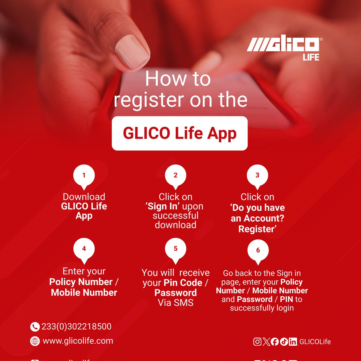 Register on the GLICO Life App in 6 easy steps and manage your GLICO Life Insurance Policy on the go.

#GLICOLife
#GLICOLifeApp
#InsuranceMadeEasy
#GoDigital