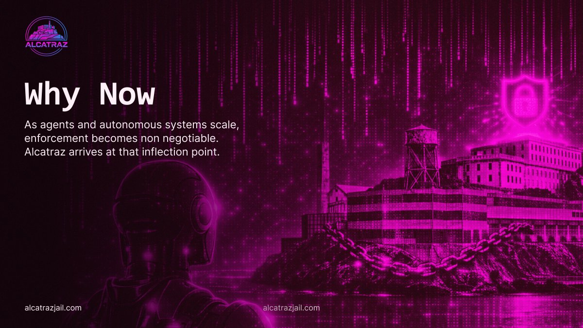 As autonomy scales, enforcement becomes mandatory. Alcatraz launches at that exact moment.
