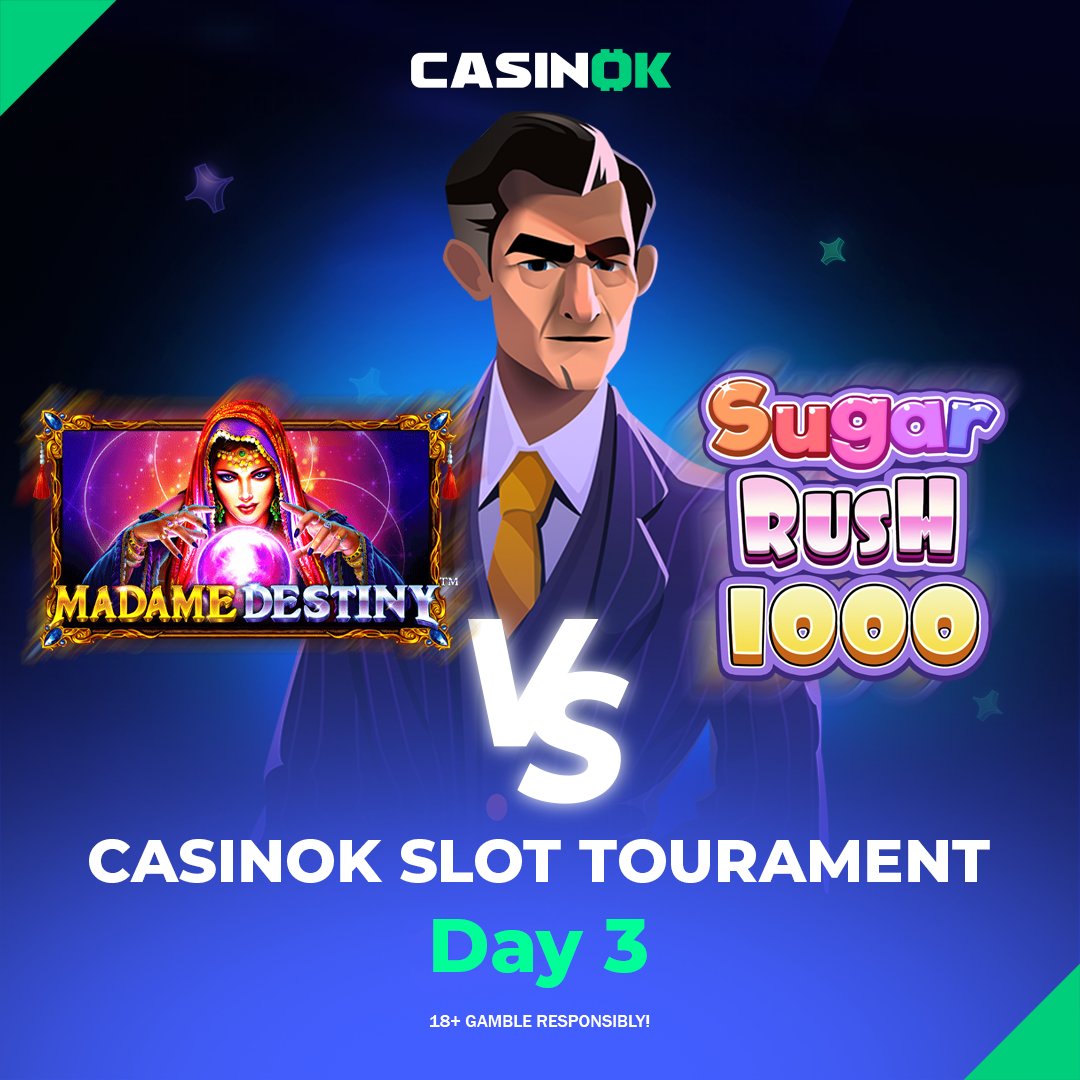 CasinokCom's tweet photo. ROUND 2 GOES TO SWEET BONANZA!  And $50 to one lucky voter. 

Now, we keep it moving to Day 3.

Madame Destiny VS Sugar Rush 1000

Cast your vote now and win! 🏆 

#SlotTournament #CasinOK https://t.co/9ATphsxIy1