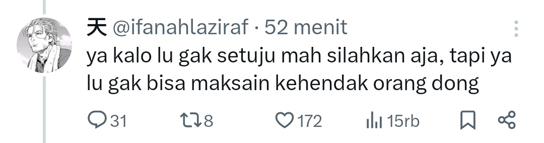lostzebratree's tweet photo. @ifanahlaziraf "ya kalo lu gak setuju mah silahkan aja, tapi ya lu gak bisa maksain kehendak orang dong"

gua setuju dengan komen lu yang ini tapi konteksnya ngebales postingan utama lu sendiri

kita ga tau mungkin dari tontonan/konten kreator itu ada yang lepas penatnya dari seharian kerja- https://t.co/Q5ZiRixEqe