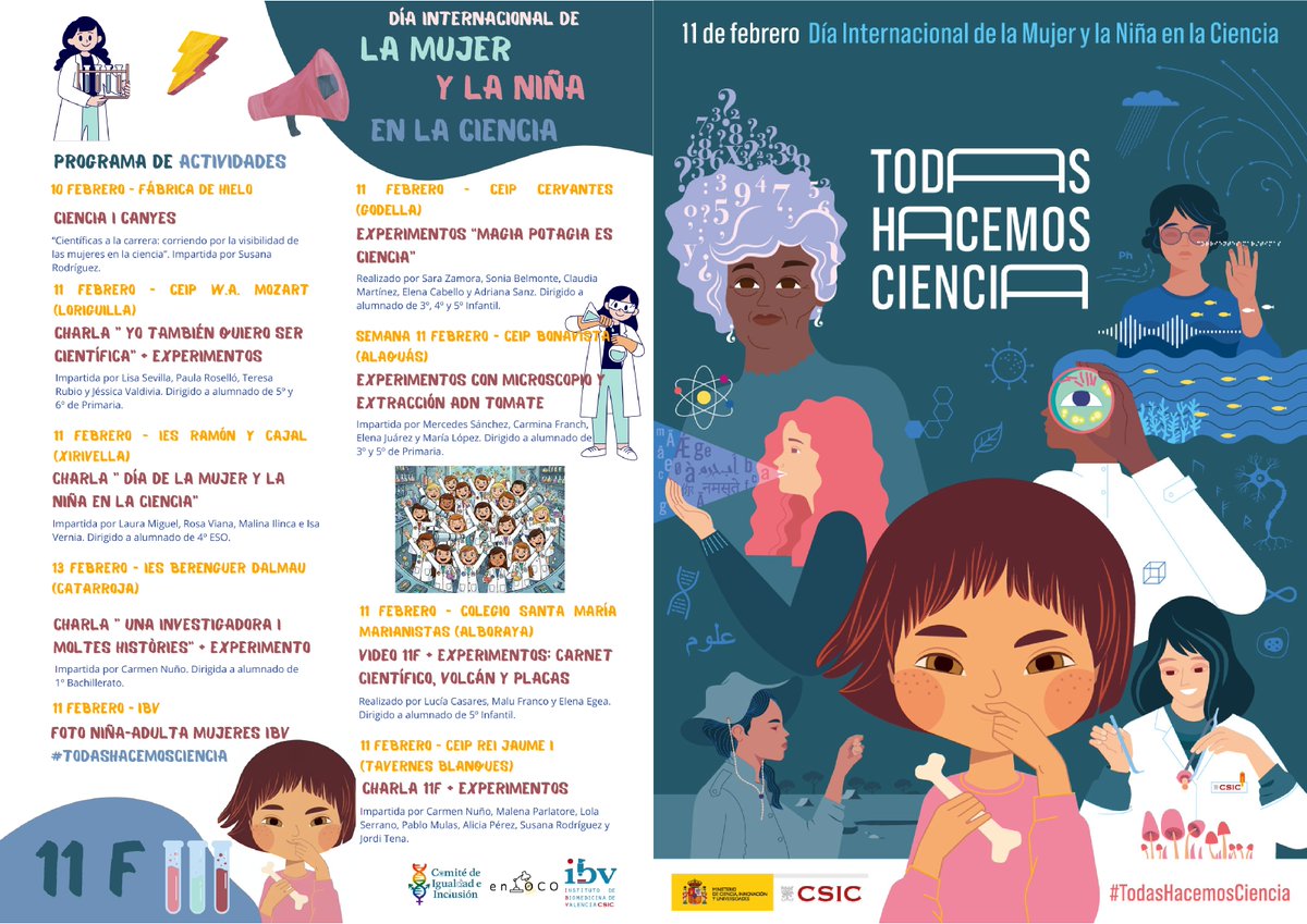 Hoy celebramos el #11F, Día Internacional de la Mujer y la Niña en la Ciencia.
En el <a href="/IBV_CSIC/">IBV-CSIC</a> nos sumamos a la campaña #TodasHacemosCiencia del <a href="/CSIC/">CSIC</a> llevando la ciencia a los colegios de Valencia 🏫
¡Gracias a todas nuestras investigadoras por ser referentes y abrir camino! 👩‍🔬