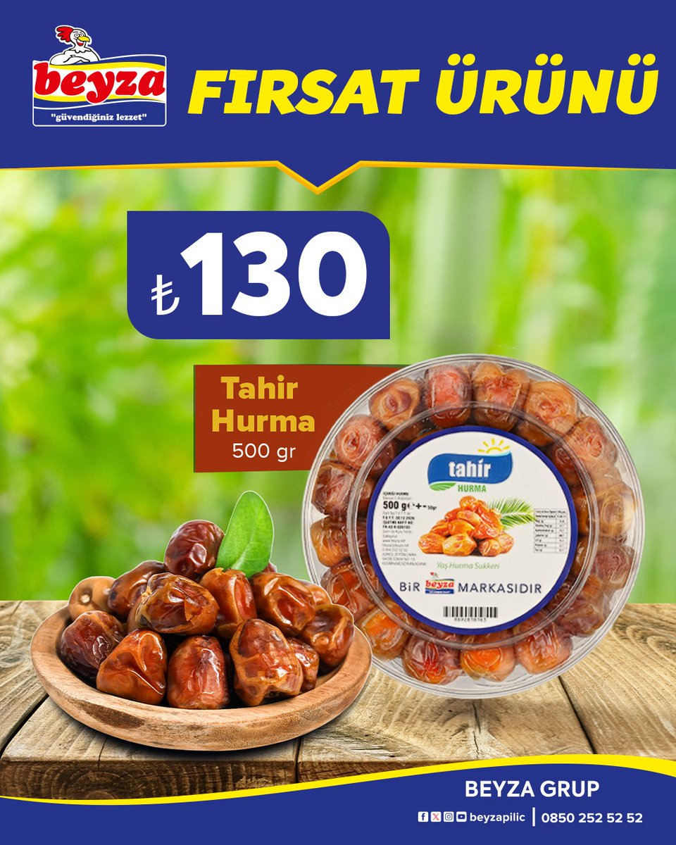 beyzapilic's tweet photo. Beyza Piliç'te Fırsat Ürünü 😍

Tahir Hurma 
500 Gr

Sadece ₺130

Beyza Grup | https://t.co/8VHtAvQxoA | 0850 252 52 52 https://t.co/3LMeePEP3Z