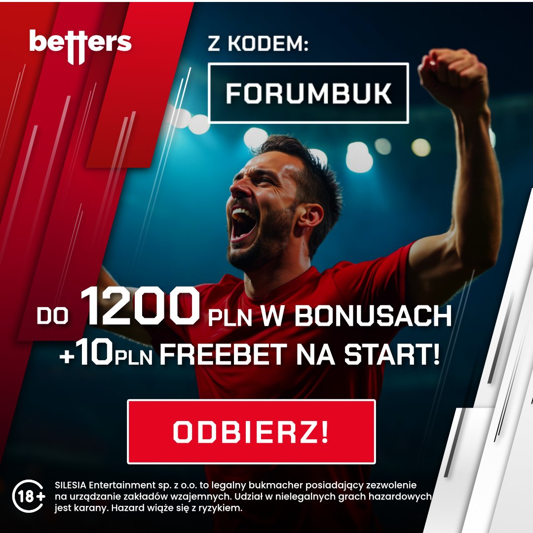 ForumBukCom's tweet photo. ODBIERZ BONUSY DO 1200 PLN
I ETAP: BONUS 100% do 400 PLN
II ETAP: BONUS 50% do 800 PLN
FREEBET 10PLN BEZ DEPOZYTU
👉https://t.co/b7dg1SKMFn https://t.co/kztwZyEgvS