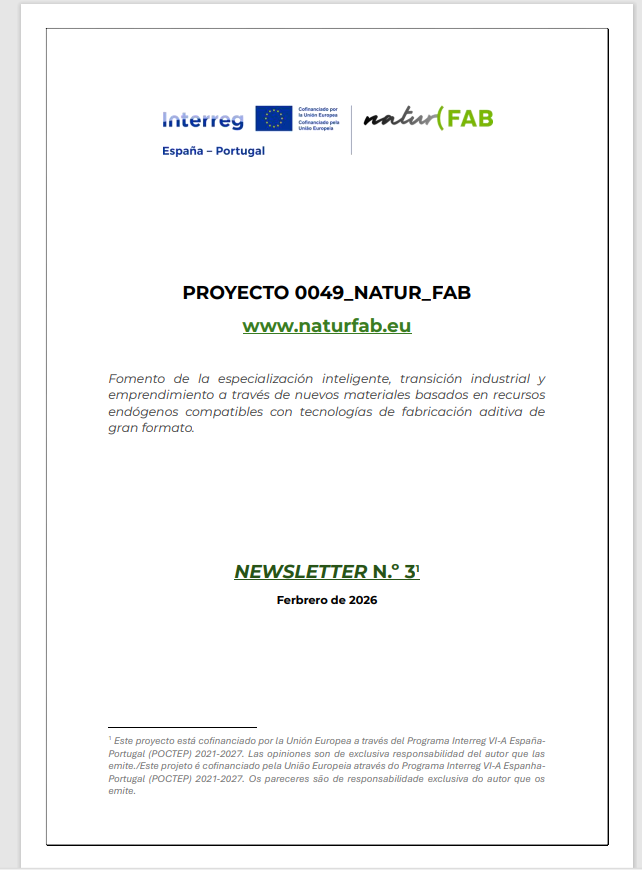 ¡Ya puedes leer la nueva Newsletter @NATURFAB que acabamos de publicar! Impulsando la fabricación aditiva de gran formato a partir de materiales sostenibles y recursos endógenos del territorio <a href="/poctep/">Interreg España-Portugal</a> naturfab.eu/newsletter