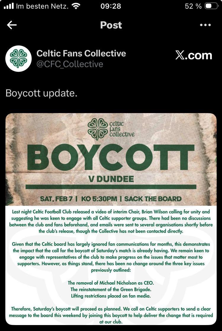 Zwetschge_1893's tweet photo. Boycott to sack the board for not yet having me given tickets 🎫! 😅
#Celtic #VfB #CelticFC #CFC #Glasgow #Tickets #Rangers #Stuttgart #CFCVfB 💚⚪️❤️ https://t.co/OpuphDWNry