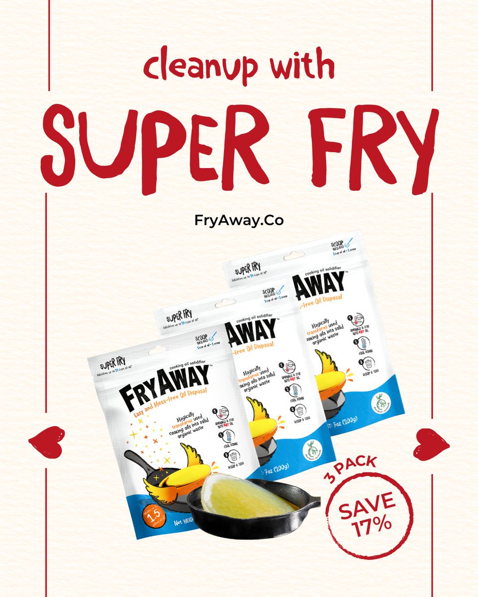 FryAwayCo's tweet photo. Valentine’s Day should be sweet, not greasy 💘
Fry what you love, we’ll handle the cleanup.

Subscribe &amp; Save or shop our Bundles for more value.
👉 https://t.co/SHt3OpYAGd

#ValentinesDay2026 #ValentinesDaySALE https://t.co/sSFll8Khlb